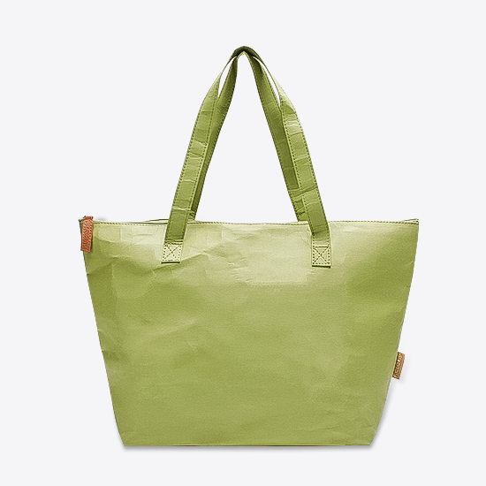 Sac à bandoulière vert en papier Kraft lavable, fourre-tout de plage pour femmes, sac à main à la mode